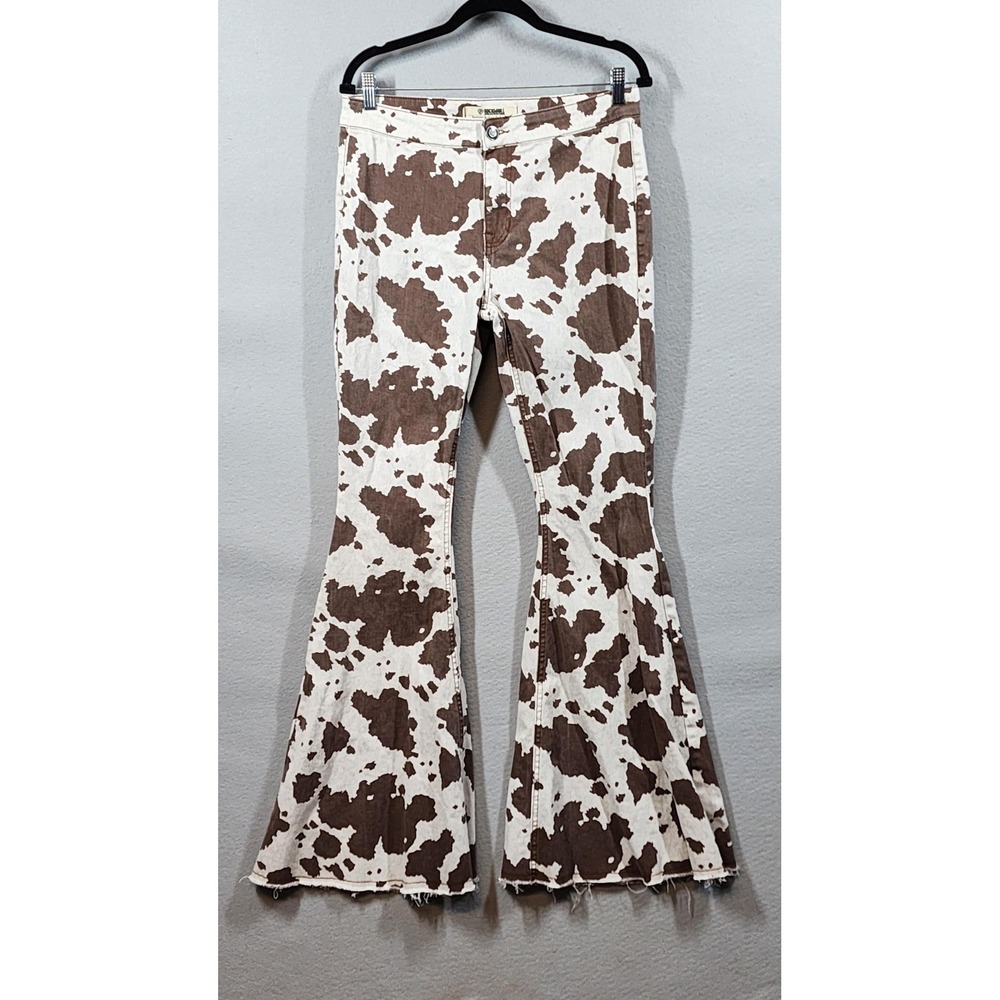 Women’s Brown Cowprint Flared Jeans